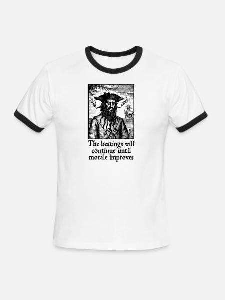 The Beatings Will Continue Until Morale Improves - Men's Ringer T-Shirt - white/black