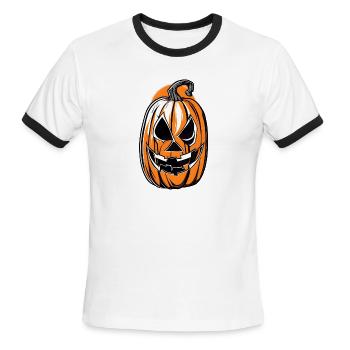 jack o lantern logo - Men's Ringer T-Shirt - white/black - Front - Jackson (183cm)