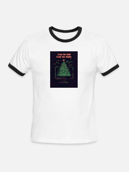 Code the Halls Pixel Christmas - Men's Ringer T-Shirt - white/black