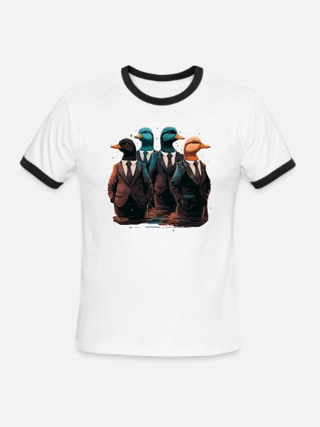 Funny Ducks in Suits - Men's Ringer T-Shirt - white/black