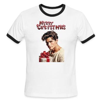 Merry Christmas Cute, Handsome and Naughty Man - Men's Ringer T-Shirt - white/black - Front - Jackson (183cm)