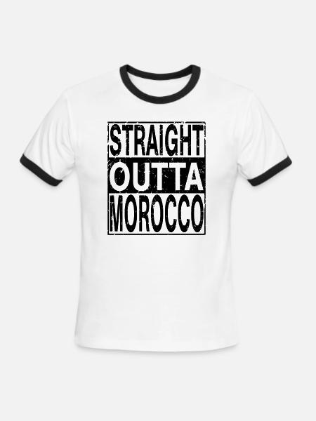 Morocco Straight Outta Morocco - Men's Ringer T-Shirt - white/black