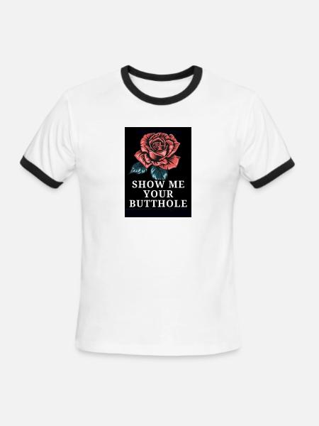 Rose Bold Text Statement - Men's Ringer T-Shirt - white/black