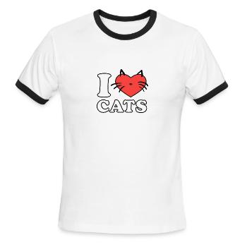 i love cats - Men's Ringer T-Shirt - white/black - Front - Jackson (183cm)