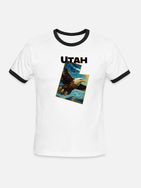 Utah Wildlife - eagle - Men's Ringer T-Shirt - white/black