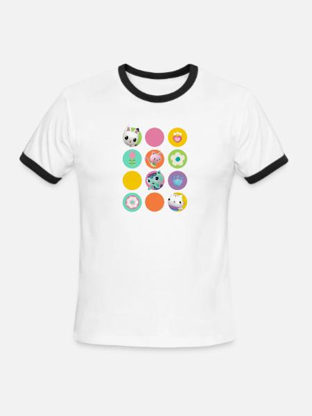 Gabbys Dollhouse Gabbys Friends & Colorful Symbols - Men's Ringer T-Shirt - white/black