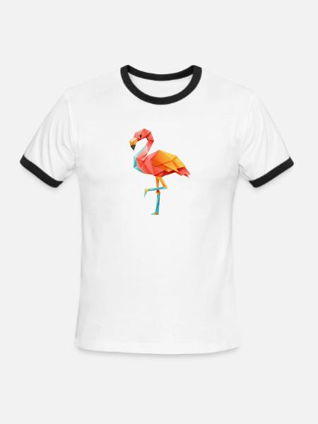 Flamingo Sunset - Men's Ringer T-Shirt - white/black