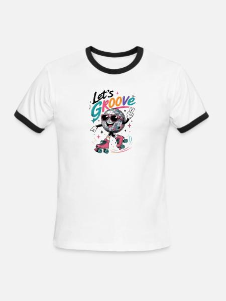 "Let's Groove" Retro Roller-Skating Disco - Men's Ringer T-Shirt - white/black