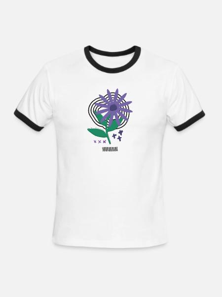 Bloom Code – Risograph Flower Art - Men's Ringer T-Shirt - white/black