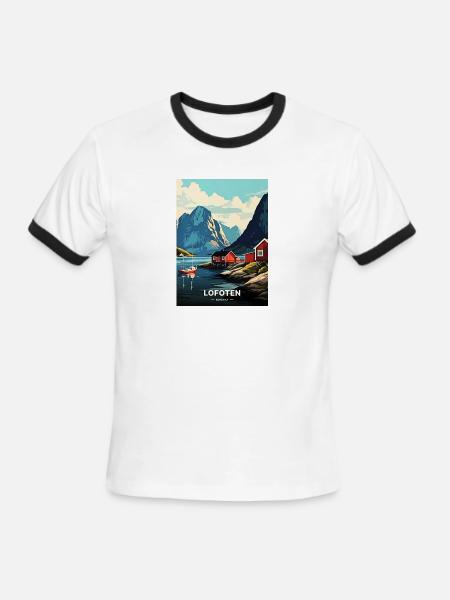 Lofoten Norway Travel - Men's Ringer T-Shirt - white/black