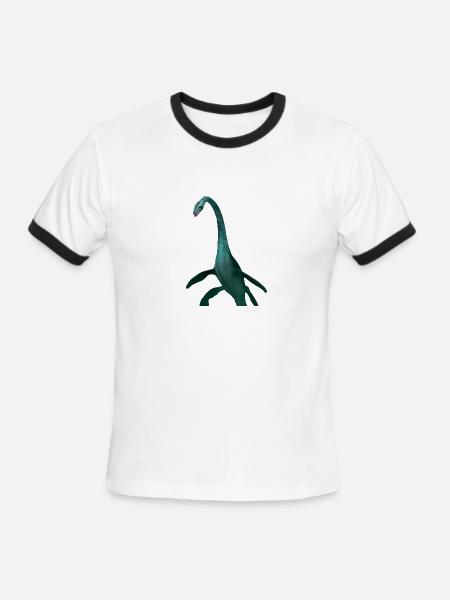 Emerald Long Neck Dino Tee - Men's Ringer T-Shirt - white/black