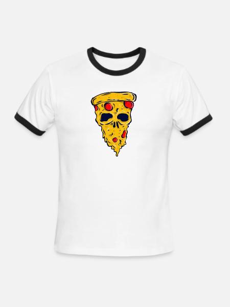 Neon Skull Pizza Slice - Men's Ringer T-Shirt - white/black