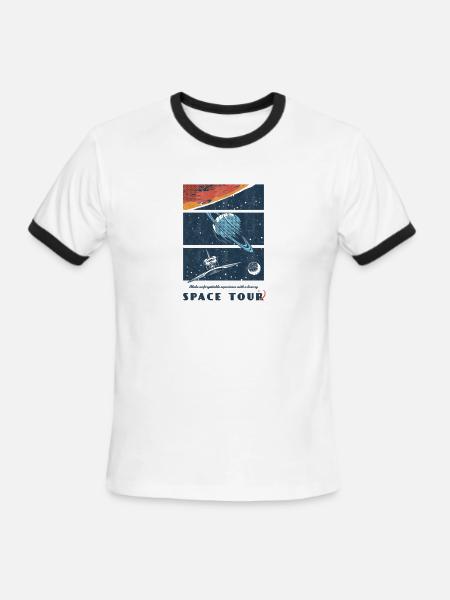 Space Tour — Vintage retro space art - Men's Ringer T-Shirt - white/black
