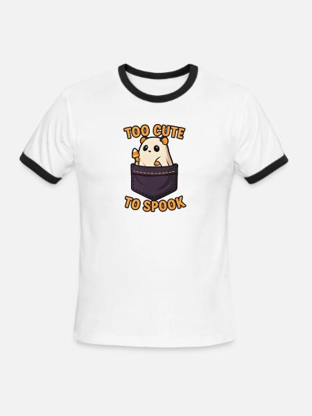 Too Cute Ghost Hamster Pocket - Men's Ringer T-Shirt - white/black