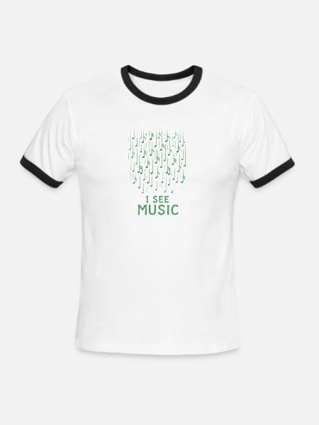 I See Music Drip Pattern - Men's Ringer T-Shirt - white/black