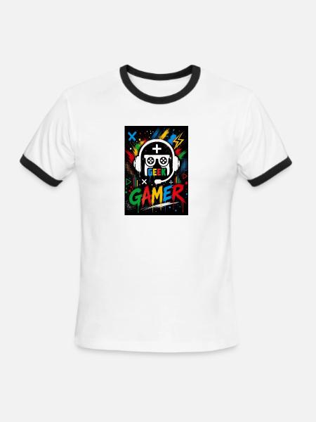 Gamer Geek Neon Splash - Men's Ringer T-Shirt - white/black
