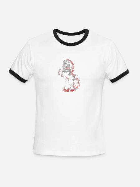 Crimson Blaze Stallion - Men's Ringer T-Shirt - white/black