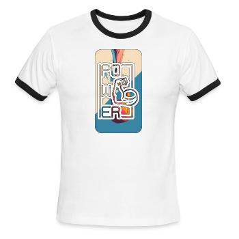 power - Men's Ringer T-Shirt - white/black - Front - Jackson (183cm)