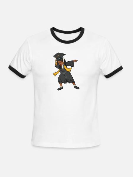 Afro Dabbing Girl Class of 2026 Graduation Black - Men's Ringer T-Shirt - white/black