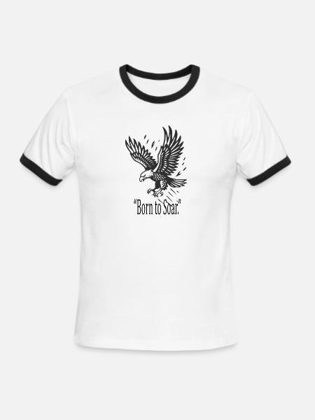Eagle in Flight Silhouette - Men's Ringer T-Shirt - white/black