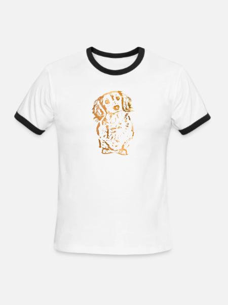 Golden Pup Silhouette Art - Men's Ringer T-Shirt - white/black