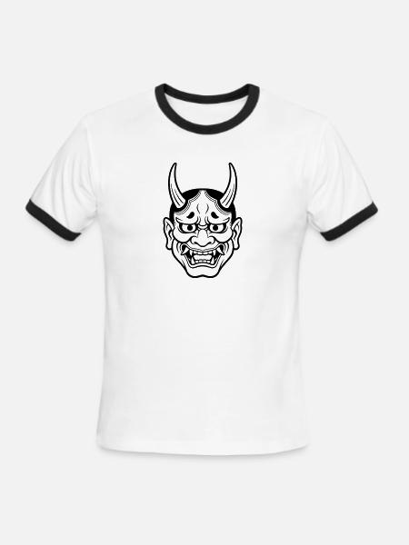japanese demon mask - Men's Ringer T-Shirt - white/black