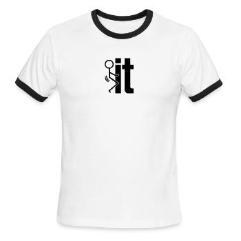F*ck It Stick Figure - Men's Ringer T-Shirt - white/black - Front - Jackson (183cm)