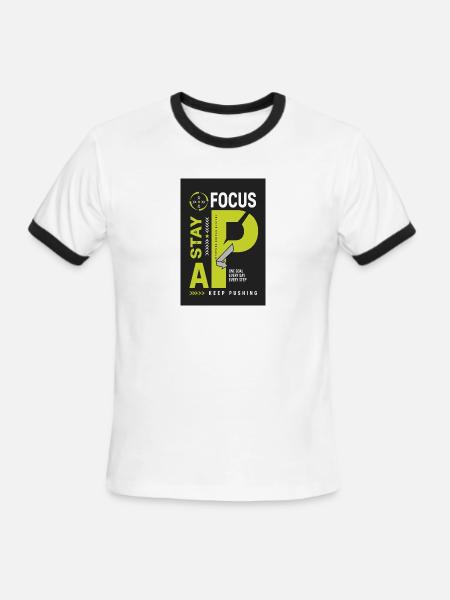 one goal every day every step - Men's Ringer T-Shirt - white/black