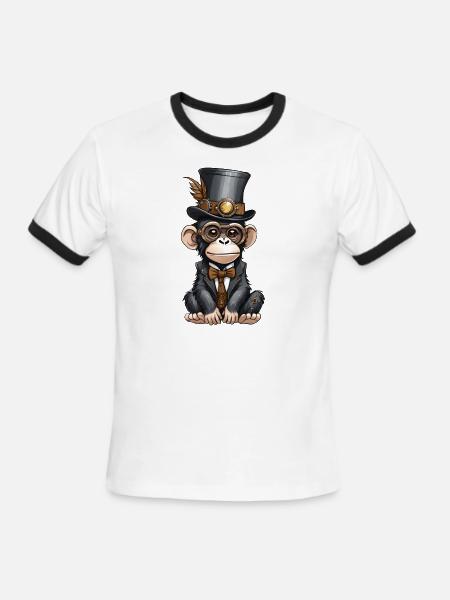 Well-dressed chimpanzee - Men's Ringer T-Shirt - white/black