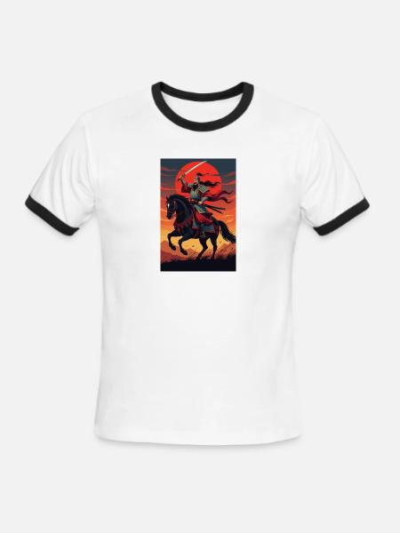 Mongol warrior  - Men's Ringer T-Shirt - white/black