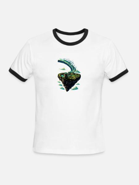 Floating Island Wave Arc - Men's Ringer T-Shirt - white/black