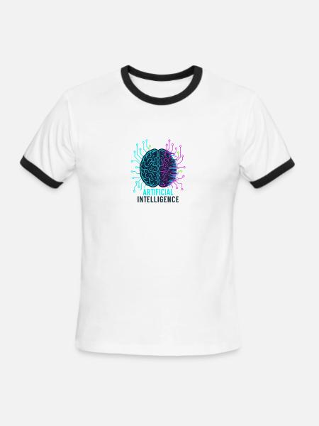 Neon AI Brain Circuitry - Men's Ringer T-Shirt - white/black