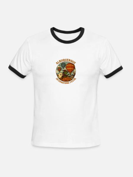 Albuquerque Fiesta Balloon Halloween Badge - Men's Ringer T-Shirt - white/black