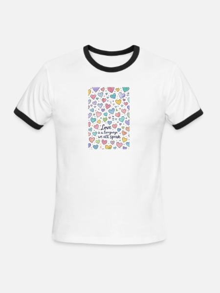 Love Speaks Hearts Pattern - Men's Ringer T-Shirt - white/black