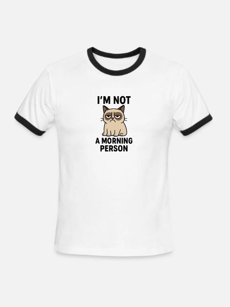 Moody Cat Minimal Meme - Men's Ringer T-Shirt - white/black