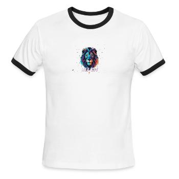 Wild Code Lion Neon Splash - Men's Ringer T-Shirt - white/black - Front - Jackson (183cm)