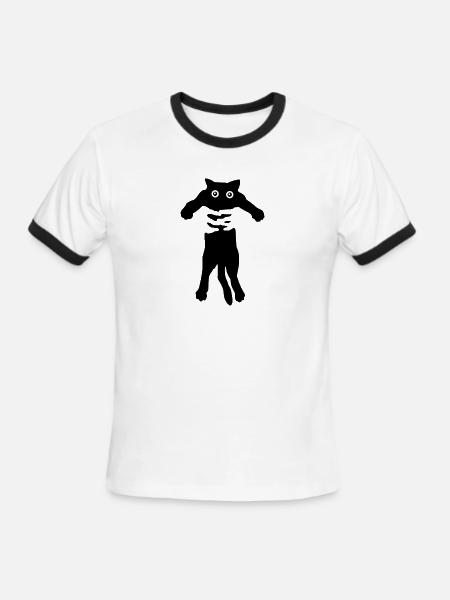 Flow cat - Men's Ringer T-Shirt - white/black
