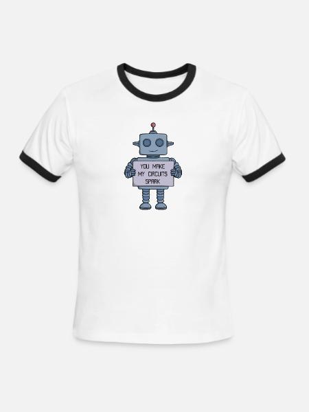 You Make My Circuits Spark Robot - Men's Ringer T-Shirt - white/black