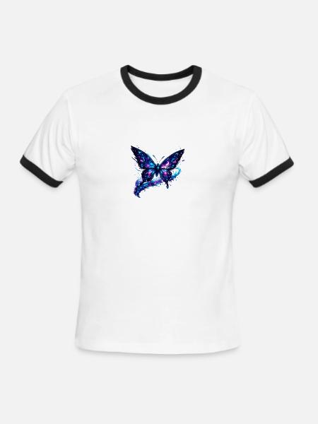 Cosmic Nebula Butterfly - Men's Ringer T-Shirt - white/black