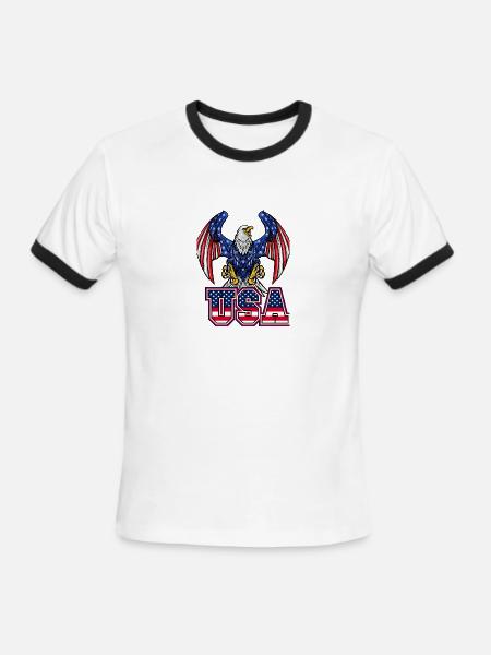 American Eagle USA Patch - Men's Ringer T-Shirt - white/black