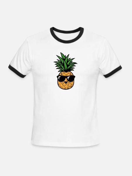 pineapple with sunglasses - Men's Ringer T-Shirt - white/black
