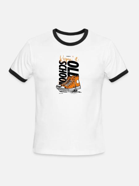 Vibrant Orange Sneakers Illustration - Men's Ringer T-Shirt - white/black
