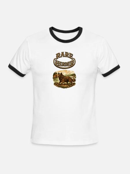 Rare Herder: Rustic Herding Wolfdog - Men's Ringer T-Shirt - white/black