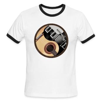 Yin Yang Guitar Cool Rock Music Funny Gift - Men's Ringer T-Shirt - white/black - Front - Jackson (183cm)