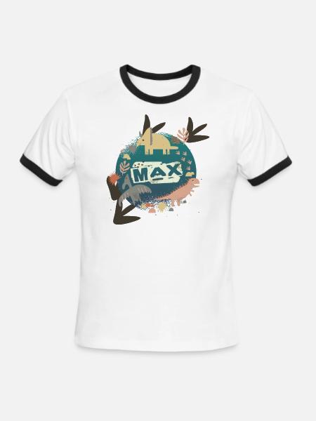 Max - Cool boy's name with cute dinosaurs - Men's Ringer T-Shirt - white/black
