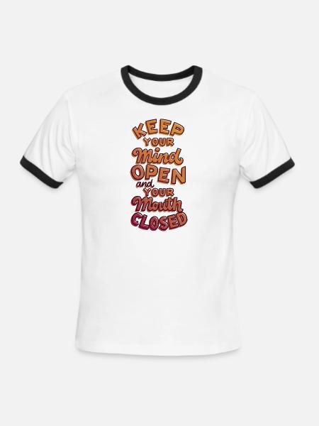 Mind Open Mouth Closed - Men's Ringer T-Shirt - white/black