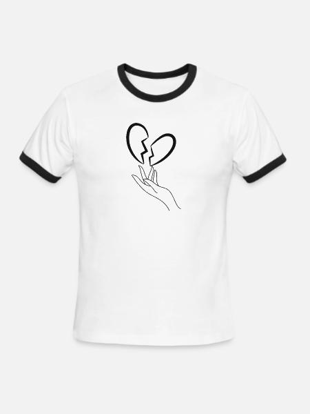 Broken Heart - Men's Ringer T-Shirt - white/black
