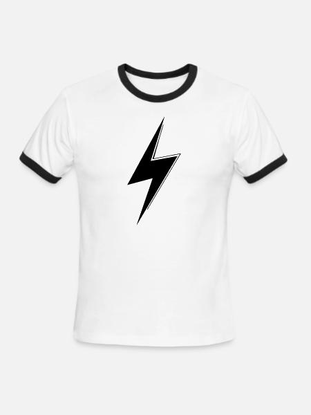 lightning bolt - Men's Ringer T-Shirt - white/black