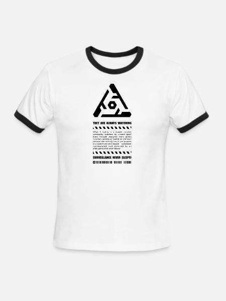 Surveillance Never Sleeps - Men's Ringer T-Shirt - white/black