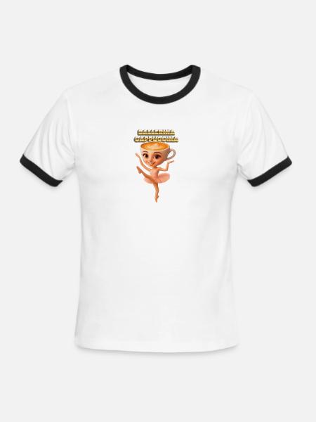 Ballerina Cappuccino Latte Art - Men's Ringer T-Shirt - white/black